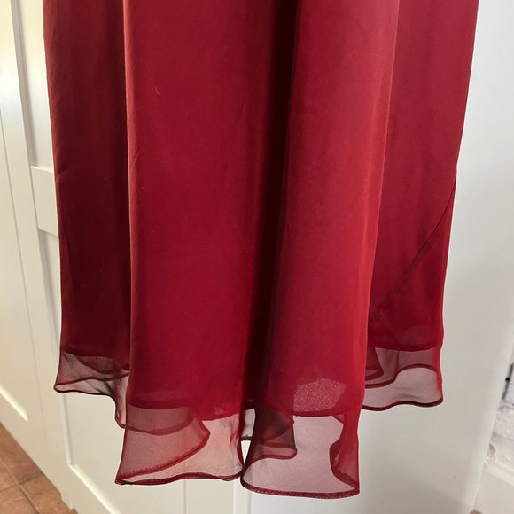 Kay Unger Metallic Red Chiffon Halter Ball Gown - Size 4 - Picture 5 of 12